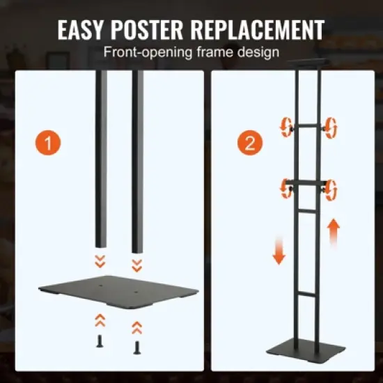 VEVOR Poster Stand, Adjustable Height Up to 75", Double-Sided Heavy Duty Pedestal Sign Holder, Floor Standing Sign Holder Banner Stand, Black image {6}