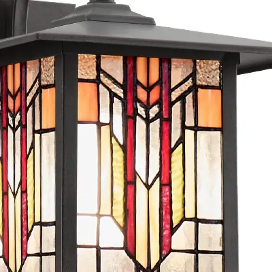 11.75" 1-Light Prairie Craftsman Outdoor Wall Lantern Sconce Oil Rubbed Bronze - River of Goods image {5}