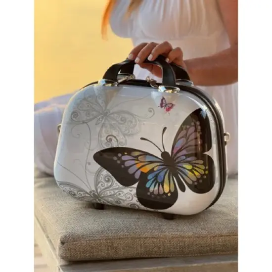 World Traveler Butterfly 13-Inch Hardside Cosmetic Case Shoulder Tote image {2}