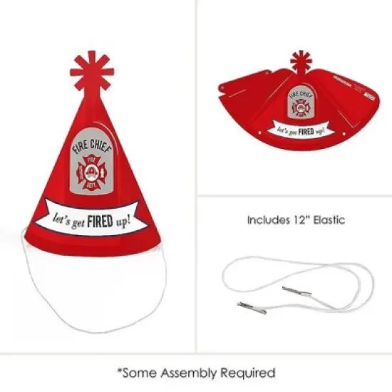 Big Dot of Happiness Fired Up Fire Truck - Mini Cone Firefighter Firetruck Baby Shower or Birthday Party Hats - Small Little Party Hats - Set of 8 image {4}