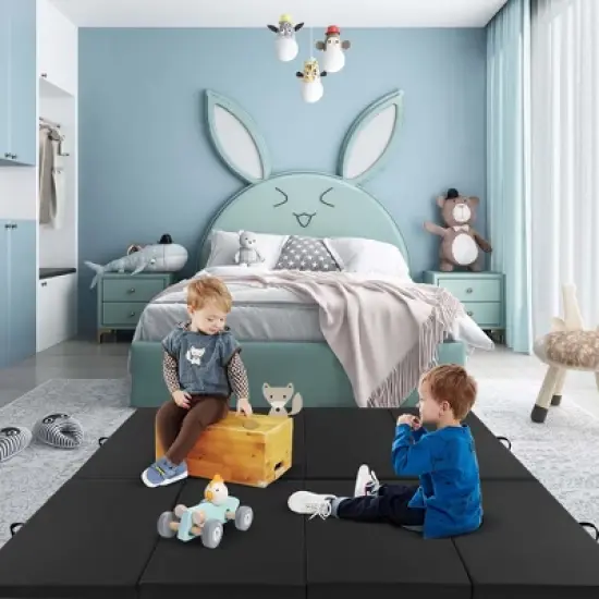 Costway 10' x 4' x 2" 4-Panel Folding Exercise Mat with Carrying Handles for Gym Yoga Black/Blue/Navy/Colorful/Pink&Blue/Pink/Light Pink/Navy image {4}