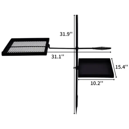 SEVOBAL Grill Cookware Campfire Skillet Combo, Heavy-Duty Adjustable Cooking System, All-in-One for Open Camping, Patio BBQs, Black, 31.1"*15.4"*31.9" image {1}