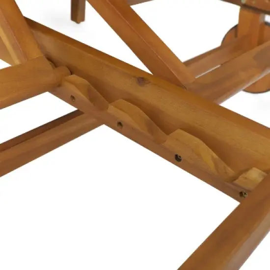 GDFStudio Abena Outdoor Acacia Wood Double Adjustable Chaise Lounge with Cushions image {9}