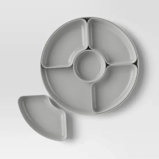 5-Section Serving Platter Set Light Gray - Room Essentials&trade; Recycled Plastic, Microwave & Dishwasher Safe image {2}