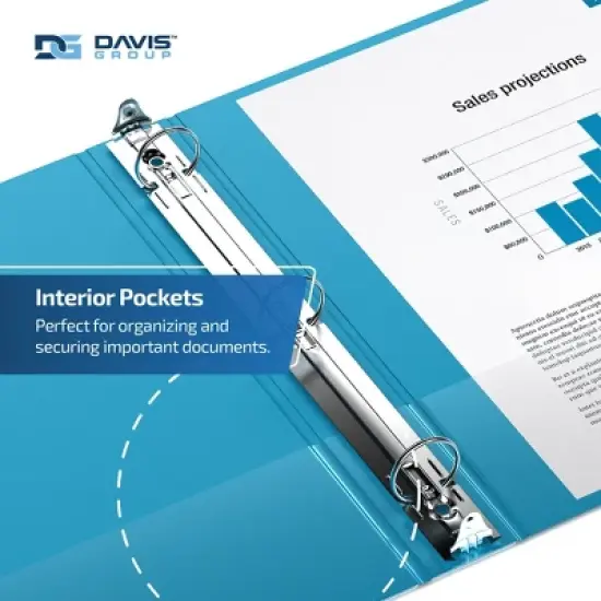 Davis Group 6pk 2" Premium Economy Round Ring Binders Turquoise Blue: Hard Cover, 400 Sheet Capacity, 2 Pockets, Polypropylene image {5}