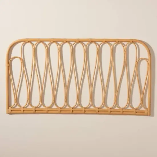 bali & pari Queen Carrick Rattan Wall Mount Headboard Natural/Brown: Bedroom Furniture, No Box Spring Needed image {5}