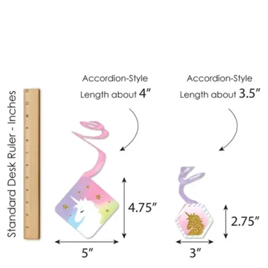 Big Dot of Happiness Rainbow Unicorn - Magical Unicorn Baby Shower or Birthday Party Hanging Decor - Party Decoration Swirls - Set of 40 image {6}