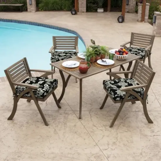 Arden Selections 19" x 19"  Ashland Jacobean Outdoor Seat Cushion Black image {3}