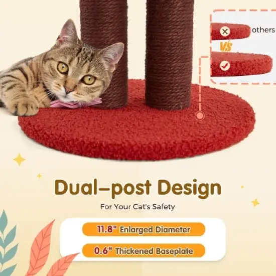 EROMMY 18.5" Hamburger Cat Tree, Cute Cat Scratcher With Dual Natural Durable Sisal Scratching Posts, Sisal Cat Scratcher Post For Indoor image {4}