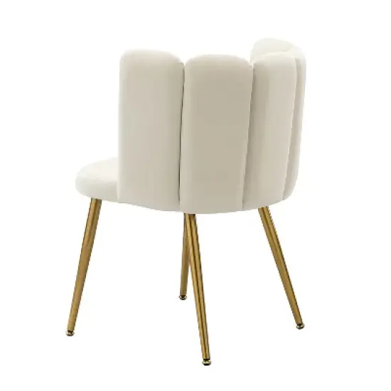 Barbara Contemparary Velvet Vanity Stool for Makeup Room, Moden Accent Side Chairs for Living Room with Shell Back and Golden Metal Legs | ARTFUL LIVING DESIGN image {6}