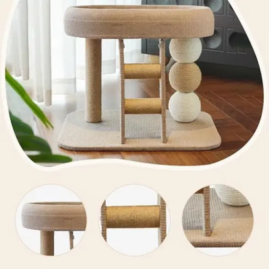 Indoor cat climbing frame, cat tree tower, cat house activity center furniture with grab poles, climbing ladder image {9}