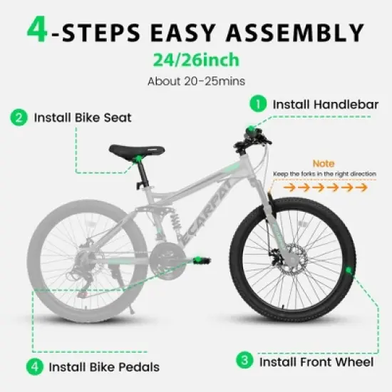 KTMBDW 26 Inch Mountain Bike, Front, Rugged and Durable for Teens and Adults Learning to Ride image {7}