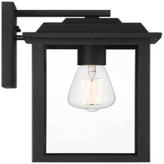 John Timberland Eastcrest Modern Outdoor Wall Light Fixtures Set of 2 Textured Black Metal 15 1/4" Clear Glass for Post Exterior Barn Deck image {4}