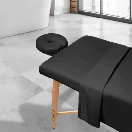 Saloniture 3-Piece Microfiber Massage Table Sheet Set, Includes Flat and Fitted Sheets with Face Cradle Cover image {4}