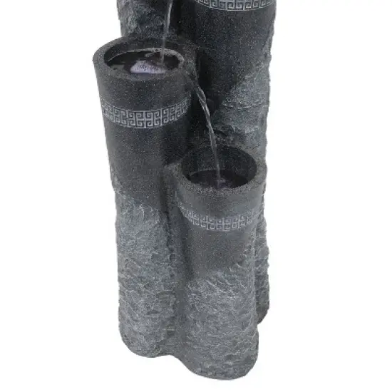 Sunnydaze 41"H Electric Polystone 4-Tier Staggered Pillars Outdoor Water Fountain with LED Lights image {4}