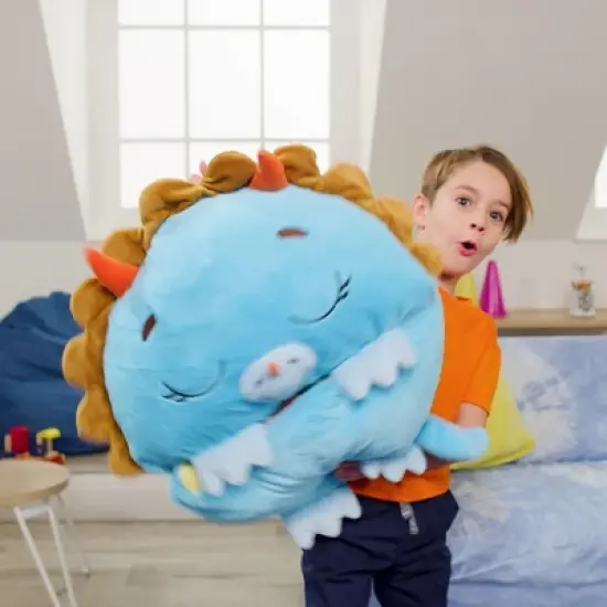 Happy Nappers: Pillow & Sleepy Sack: Medium - Triceratops Timmy - 54 x 20", 2-In-1: Plush Dinosaur Opens Into Sleeping Bag, Soft, Play & Nap, Kids 3+ image {6}