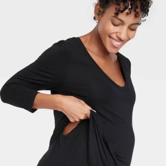 3/4 Sleeve Scoop Neck Nursing Maternity T-Shirt - Isabel Maternity by Ingrid & Isabel&trade; image {3}