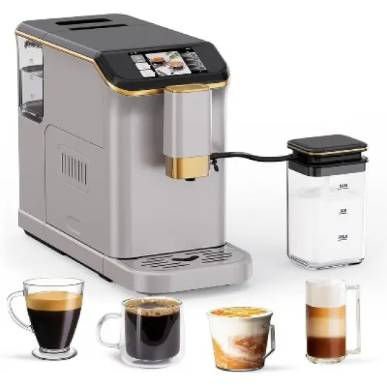 Acekool Fully Automatic Espresso Machine, TFT Touchscreen, 7 One-Touch Drinks, 15 Grind Settings, Milk Frother, 1.5L Water Tank image {8}