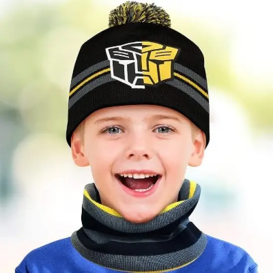 Transformers Boys' Winter Hat, Gloves, and Gaiter Scarf 3 Piece Set, Ages 4-7 image {1}