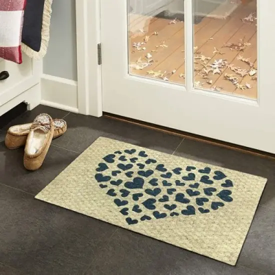 J&V TEXTILES "Hearts" Outdoor Coir Doormat 18" x 30" image {1}