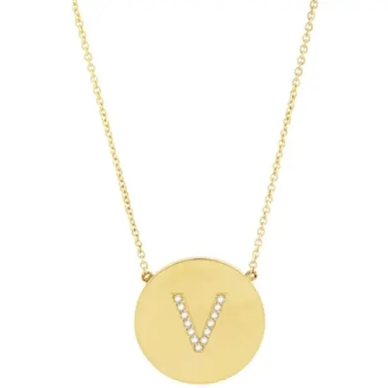 SHINE by Sterling Forever 14K Gold Plated Sterling Silver CZ Round Initial Necklace image {12}