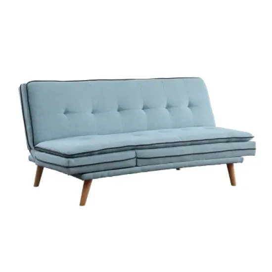72" Savilla Sectional Sofa Blue Linen/Oak Finish - Acme Furniture image {10}
