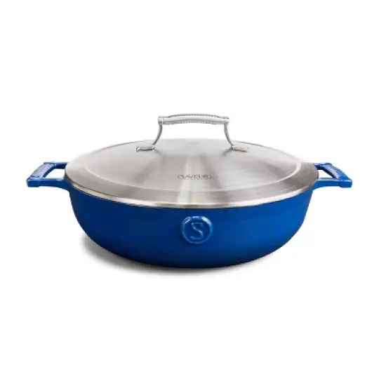 Saveur Selects Voyage Series 4.5qt Enameled Cast Iron Braiser with Stainless Steel Lid image {6}