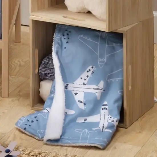 Bedtime Originals Little Aviator Blue/White Airplane Soft Fleece Baby Blanket image {5}