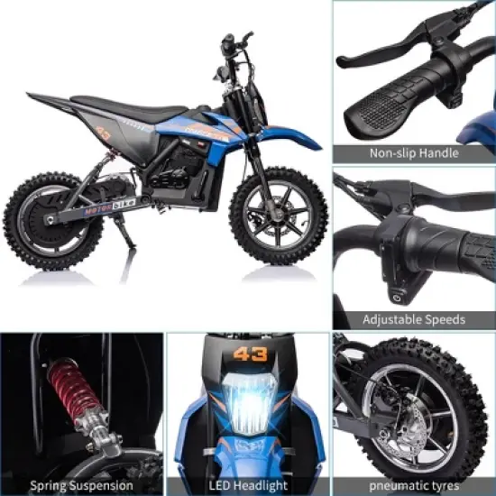 36V Electric Dirt Bike for Kids, Ride on Motorcycle 350W Brushless Motor Fast Speed 15.5MPH image {1}