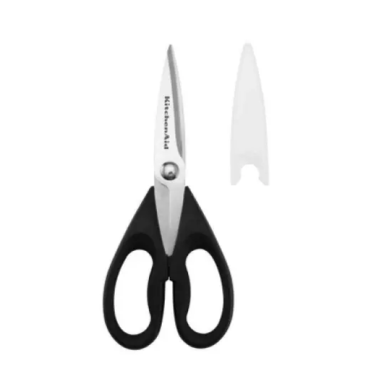 KitchenAid Utility Shears: Stainless Steel Kitchen Scissors, Dishwasher-Safe, Black Handle, 4.5" Blade, Lifetime Warranty image {4}