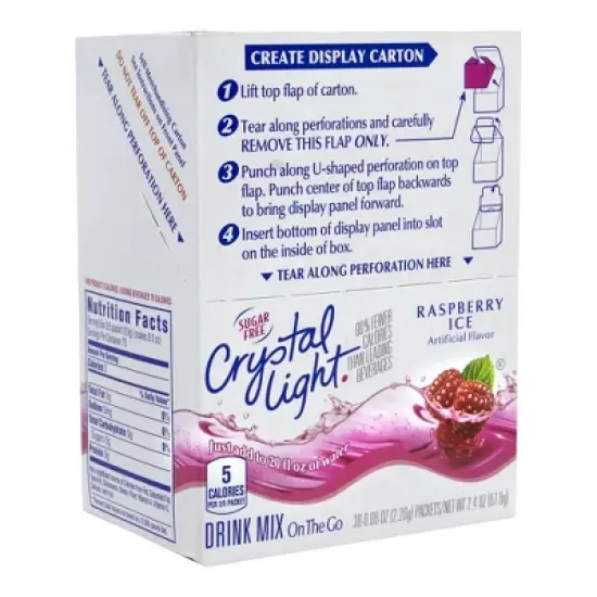 Crystal Light On-The-Go Sugar-Free Raspberry Ice Drink Mix - 30pk image {2}