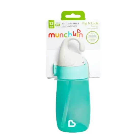 Munchkin Flip N Lock Elephant Straw Cup - Mint - 12oz image {5}