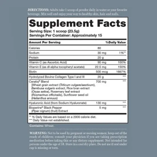 Vitamin World - Collagen Peptides with Hyaluronic Acid & Ceratiq&reg; Ceramides 353g image {1}