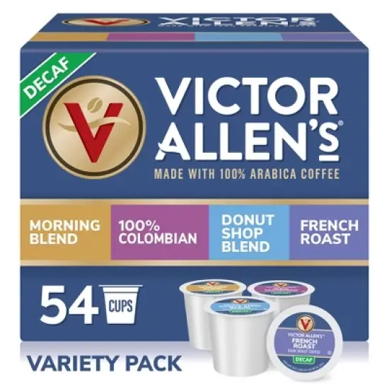 Victor Allen's Coffee Decaf Coffee Variety Pack (Decaf Donut Shop, Morning Blend, French, 100% Colombian), 54 Count, SSC Pods for Keurig K-Cup Brewers image {6}