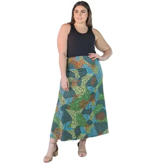 Plus Size Polka Dot Elastic Waistband Maxi Skirt image {5}