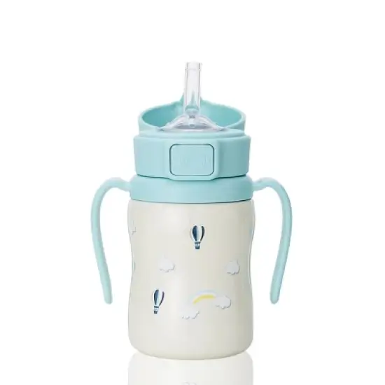 Grosmimi Stainless Steel Straw Cup with Flip Top - 6oz (200ml) image {1}