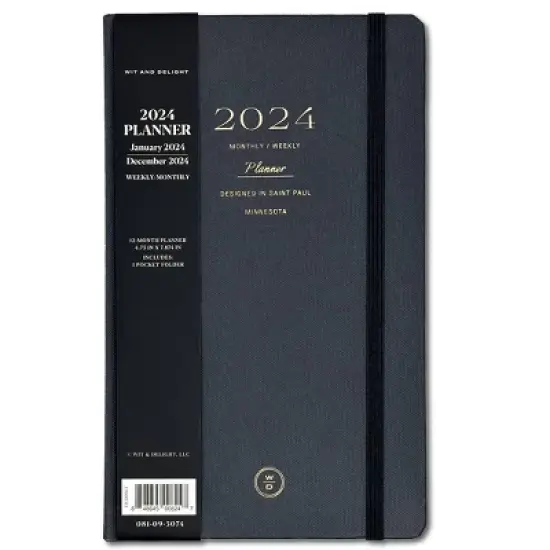 Wit & Delight 2024 Skinny Planner 7.875"x4.875" Black image {8}