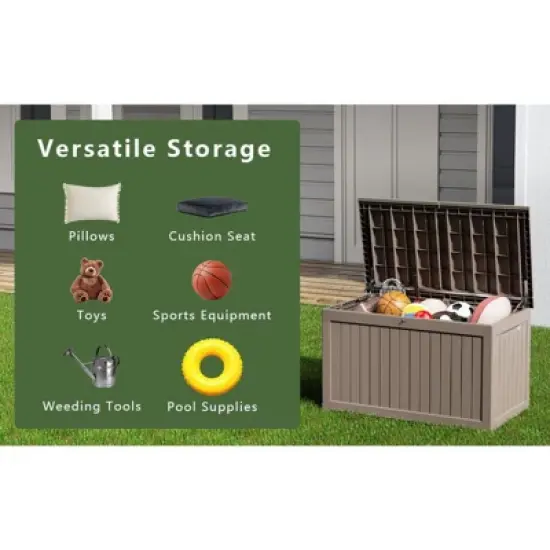Sersper 230 Gallon Waterproof & UV Resistant Deck Box, Lockable, Light Gray - For Garden Tools & Outdoor Use (4 Pack) image {1}