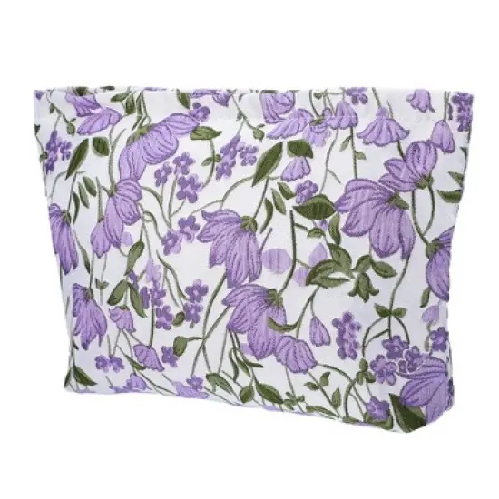 Unique Bargains Travel Canvas Floral Zipper-Closure Purple 1 Pc image {7}