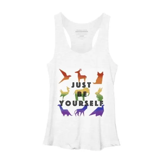 Design By Humans Just Be Yourself Rainbow Origami Animals By Racerback Tank Top image {2}