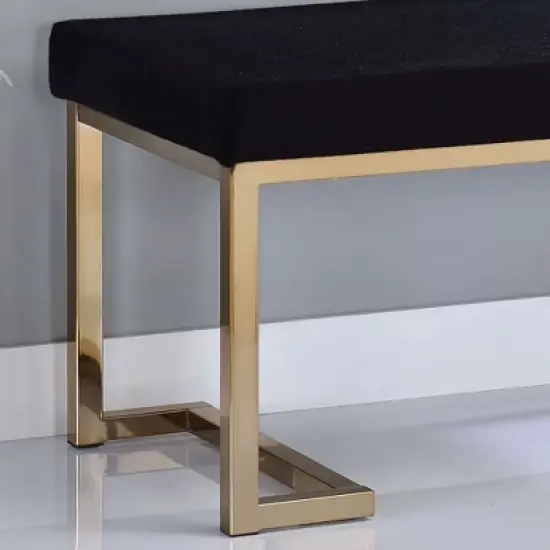 Simple Relax Fabric Upholstered Bench in Black and Champagne Finish image {3}