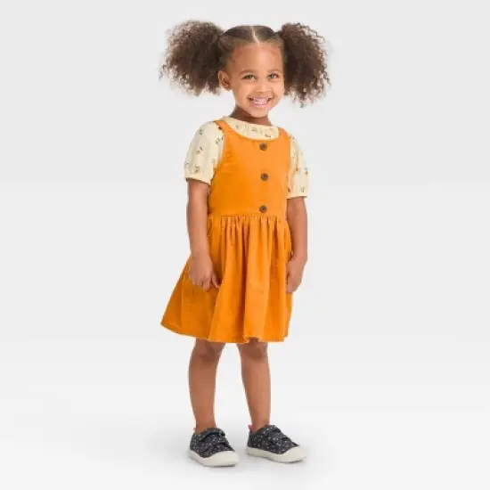 Toddler Girls' Floral Short Sleeve Top & Skirtall Set - Cat & Jack&trade; Yellow image {2}