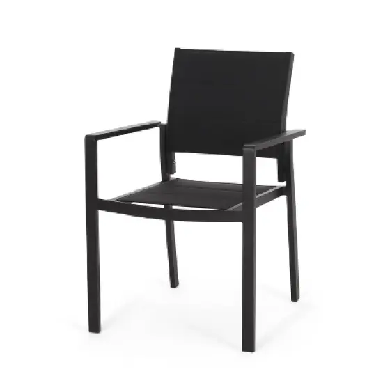 Christopher Knight Home 2pc Wilbur Mesh and Aluminum Outdoor Dining Chairs  Black image {3}