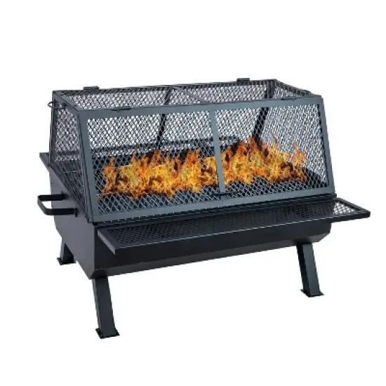 Sunnydaze Steel Grilling Fire Pit with Mesh Spark Screen and Protective PVC Cover - Black - 36." W x 32.5" D x 23.75" H image {16}