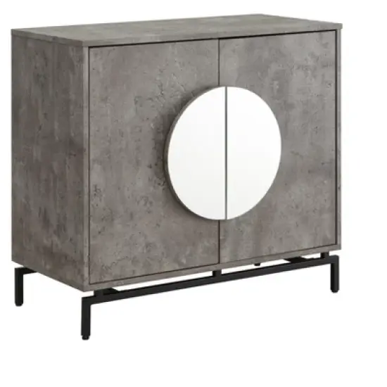 Home Source Cement Console Bar Cabinet with Half Moon Handles image {1}