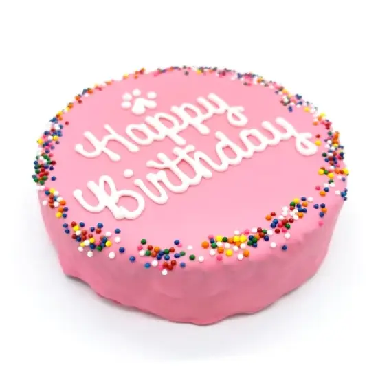 Sprinkle Pink Happy Birthday Dog Cake image {1}