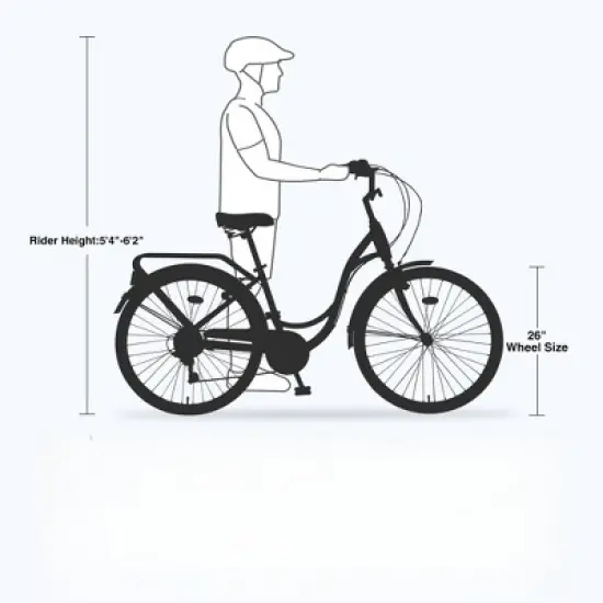 INFURNIC Bicycles, 26 Inch Ladies Bicycle with Adjustable Seat, Commute Bicycle Women Ladies, Green, 66.5"*22.83"*45.7" image {2}