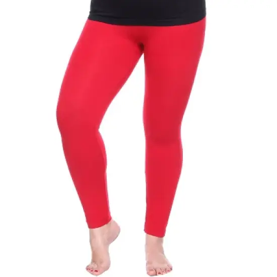 Women's One Size Fits Most Plus Size Super-Stretch Solid Leggings - One Size Fits Most Plus - White Mark image {11}