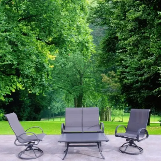 Courtyard Casual Santa Fe Alum Sling Loveseat Glider image {7}