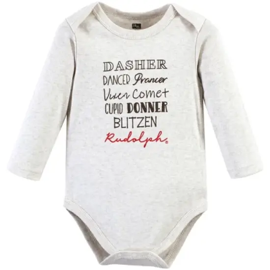 Hudson Baby Unisex Baby Cotton Long-Sleeve Bodysuits, Rudolph Reindeer image {4}